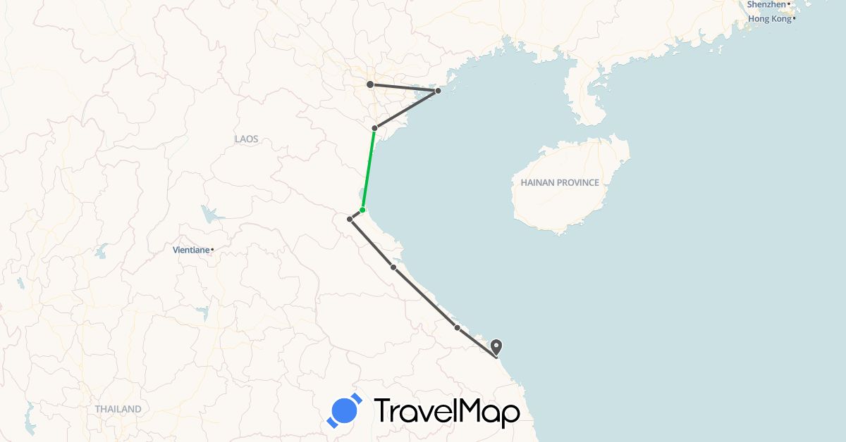 TravelMap itinerary: bus, motorbike in Vietnam (Asia)